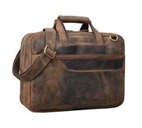 STILORD Astor Grande Maletín de Cuero Hombre Mujer Maletín de Trabajo para Profesor Profesora Bolso Bandolera Oficina para Portátil con Correa Trolley Color:Calais - marrón