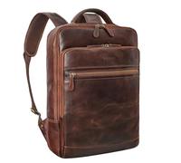 STILORD Banks Mochila Portatil 15.6 Pulgadas Cuero para Hombre y Mujer Laptop Backpack Mochila Grande Viaje Trabajo Escolar de Cuero Genuino Color:Kansas - marrón