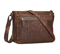 STILORD "Bianca Mediano Bolso de Cuero Mujer Vintage Bandolera Piel Genuina Bolso de Hombro Cruzado Bolsos Señoras Bolsa de Mano con Cremallera y Correa Ajustable Color:zamora - marrón