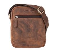 STILORD 'Björn' Bolso Hombre Pequeño en Cuero Mariconera Vintage Bolso de Hombro Bolso Bandolera Bolsito para Móvil en Cuero Genuino, Color:Colorado - marrón