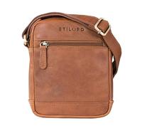 STILORD 'Björn' Bolso Hombre Pequeño en Cuero Mariconera Vintage Bolso de Hombro Bolso Bandolera Bolsito para Móvil en Cuero Genuino, Color:Cognac-marrón