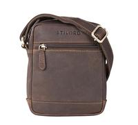 STILORD 'Björn' Bolso Hombre Pequeño en Cuero Mariconera Vintage Bolso de Hombro Bolso Bandolera Bolsito para Móvil en Cuero Genuino, Color:Cognac marrón Oscuro