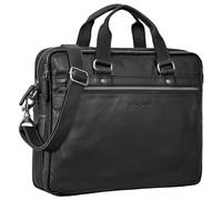 STILORD 'Brayson' Maletín Ordenador Portátil Vintage de Cuero para MacBooks de 16 Pulgadas Bolso Bandolera Ejecutivo Bolsa Trabajo Portadocumentos de Piel, Color:Negro