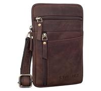 STILORD 'Brooks' Riñonera Cruzada de Cuero Pequeño Bolsillo de Peche Bolso Cintura para Teléfono Móvil Vintage Bolso Crossbody para Viaje Festival Bag Piel Auténtica, Color:Montero - marrón