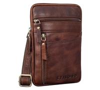 STILORD 'Brooks' Riñonera Cruzada de Cuero Pequeño Bolsillo de Peche Bolso Cintura para Teléfono Móvil Vintage Bolso Crossbody para Viaje Festival Bag Piel Auténtica, Color:Porto - marrón