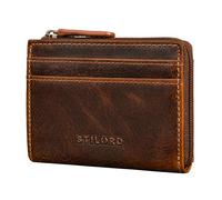 STILORD 'Cardino' Tarjetero Hombre Piel Auténtica Tamaño Compacto - Monedero Mujer Billetera Pequeña Card Holder Wallet - Cartera Cuero Delgada Cartera con Monedero RFID, Color:luino - marrón