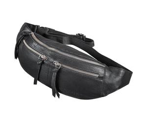 STILORD Casimir Riñonera Grande Deportiva de Cuero Bolso de Cintura Cuero Hombre Mujer Bolsa para Correr o Cinturón para Deportes Piel Genuina Color:Negro
