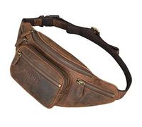 STILORD Caspar Riñonera Grande de Cuero - Bolso de Cintura Vintage para Hombre & Mujer, Bandolera para Running, Festival & Viajes - Piel Auténtica con 6 Bolsillos Color:Kreta - marrón