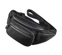 STILORD Caspar Riñonera Grande de Cuero - Bolso de Cintura Vintage para Hombre & Mujer, Bandolera para Running, Festival & Viajes - Piel Auténtica con 6 Bolsillos Color:Negro