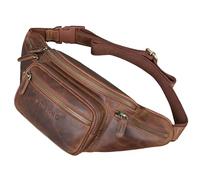 STILORD 'Caspar' Riñonera Grande de Cuero - Bolso de Cintura Vintage para Hombre & Mujer, Bandolera para Running, Festival & Viajes - Piel Auténtica con 6 Bolsillos, Color:Soria - marrón