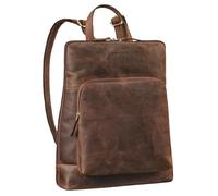 STILORD 'Celia' elegante mochila de cuero mujer mediano - mochila vintage piel auténtica estilo retro city backpack para mujer compartimento antirrobo portatil 13-14, Color:veleta - marrón