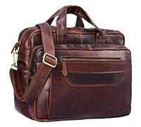 STILORD Challenger Bolso Bandolera Piel Grande Hombres para portátil 15.6 Pulgada/Maletín/College Bag/Estudiantes Universidad Mensajero Piel Antiguo Color:Cognac marrón Oscuro