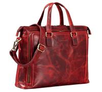 STILORD 'Claire' Bolso de Negocios Mujer Cuero Genuino 15 Pulgadas | Maletín | Bolsa para Portátil DIN A4 | Bolso de Hombro y de Mano para Oficina, Color:Kara - Rojo