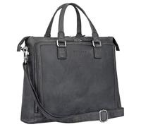 STILORD 'Claire' Bolso de Negocios Mujer Cuero Genuino 15 Pulgadas | Maletín | Bolsa para Portátil DIN A4 | Bolso de Hombro y de Mano para Oficina, Color:Carbon - Gris