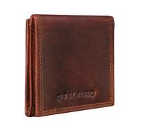 STILORD 'Cody' Mini Monedero Cuero con Compartimento para Billetes Mini Billetera Hombre Piel Vintage Organizador Pequeña con Cremallera Slim Wallet, Color:Kara - Cognac