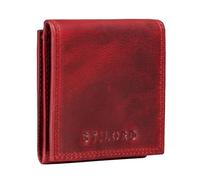 STILORD 'Cody' Mini Monedero Cuero con Compartimento para Billetes Mini Billetera Hombre Piel Vintage Organizador Pequeña con Cremallera Slim Wallet, Color:Kara - Rojo