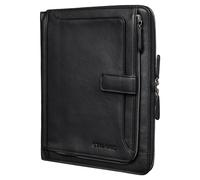 STILORD 'Colby' Carpeta de Documentos de Cuero Portafolio A4 Bolsa Tabletas de 12 Pulgadas Funda Cuaderno A4 Portadocumentos Organizador Piel Auténtica, Color:Negro