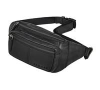 STILORD 'Devon' Riñonera Negra Hombre Cuero Vintage con Muchos Compartimentos - Riñoneras Hombre Cuero Auténtico antirrobo - Ideal Bolso Cinturon en Viajes y Festivales