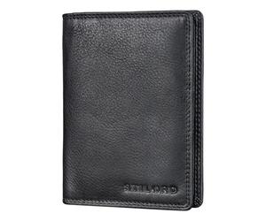 STILORD 'Dima' Tarjetero Billetero Hombre y Mujer Cuero Funda Abono Transporte Cartera Multifuncional con Protección RFID para Documentos Funda Pasaporte Piel Auténtica, Color:Negro