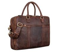STILORD Drake Maletín de Negocios Cuero Hombre Mujer Bolso Ejecutivo de Trabajo Vintage XL | Grande para Laptop 15.6 Pulgadas Fijación para Trolley de Piel Auténtico Color:Kansas - marrón