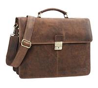 STILORD Edward Maletín de Cuero para Hombre Vintage - Bolso de Negocios para Portátil 15,6 Pulgadas - Gran Bolsa de Oficina - Bolsa de Hombro Elegante con Cierre Color:Torino - marrón