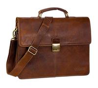 STILORD Edward Maletín de Cuero para Hombre Vintage - Bolso de Negocios para Portátil 15,6 Pulgadas - Gran Bolsa de Oficina - Bolsa de Hombro Elegante con Cierre Color:Negro