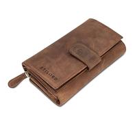 STILORD 'Elisa' Elegante Monedero Mujer Marron Piel Auténtica Grande con Bloqueo RFID - Billetera Grande de Cuero Retro - Cartera Mujer Marron Estilo con Caja de Regalo