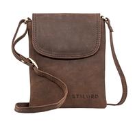 STILORD Ellis Bolsa de Teléfono Móvil de Cuero Bolso Bandolera Crossbody Pequeño Monedero de Cartera Cruzada Estilo Vintage de Piel Auténtica Color:Zamora - marrón
