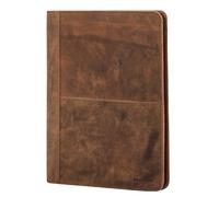 STILORD 'Emery' Carpeta de Conferencias A4 de Cuero Auténtico - Portadocumentos Profesional con 9 Ranuras para Tarjetas Carpeta Organizadora Ejecutiva Oficina Trabajo, Color:Sepia - marrón Puro