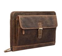 STILORD 'Emilius' Carpeta ejecutiva o de conferencias de Piel para tamaño DIN A4 Portadocumentos o portafolios para portátil MacBook o Tablet de 13,3', Color:marrón - Medio