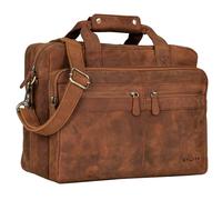 STILORD 'Explorer' Maletín de Profesor Cuero Hombre Mujer - Gran Bolso Vintage de Piel Auténtica con Bandolera, Separadores & Compartimento Portátil 15,6' - Bolso de Trabajo, Color:tan marrón - oscuro