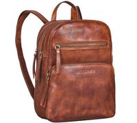 STILORD 'Fabienne' Mochila Mujer Casual Pequeña Cuero ajustable Correa para el hombro anti-ladrones Todos Bolsa los Días Vendimia, Color:brandy - coñac