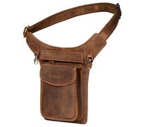 STILORD Frankie Riñonera Bandolera Cuero Vintage Bolso de Cinturón Cruzada para Hombre Mujer Bolsa Cintura Piel Crossbody Bag para Fiest Deporte Viaje Color:marrón - Medio