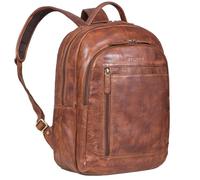 STILORD 'Fred' Mochila de negocios cuero con estilo hombres y mujeres mochila trabajo mochila estudiante vendimia equipaje mano cuero genuino, Color:brandy - coñac