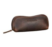 STILORD 'Glasgow' Estuche de Gafas Cuero Funda de Gafas del Sol Bolsa Vintage con Cremallera para Almanecer y Proteger Las Gafas Llaves y Lápices, Color:Soria - marrón