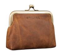 STILORD Goldie Monedero Mujer Boquilla Cuero Vintage Cartera pequeña Mujer Piel Genuina Antiguo Billetera con Cierre de Beso Retro con Caja de Regalo Color:marrón - Medio