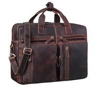 STILORD "Goliatus XXL Maletin Portatil 17 Pulgadas Cuero Bolso Hombre y Mujer Bandolera para Estudiantes Profesores o Negocios A4 Laptop Bag Bolso Trabajo Piel Auténtica Color:cognac-marrón