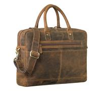 STILORD "Gonzalo Maletín de Negocios Hombre Grande de Cuero Bolsa para Portátil 15,6 - 16" con Compartimento DIN A4 Bolso de Trabajo con Asa para Carro Cuero auténtico Color:calais - marrón