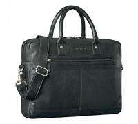 STILORD "Gonzalo Maletín de Negocios Hombre Grande de Cuero Bolsa para Portátil 15,6 - 16" con Compartimento DIN A4 Bolso de Trabajo con Asa para Carro Cuero auténtico Color:negro