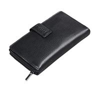 STILORD 'Greta' Monedero o Cartera de Piel para Mujer para Tarjetas Pasaporte Billetes Billetero y Portamonedas Retro o Vintage de Flores y auténtico Cuero Color:Negro Puro