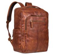 STILORD 'Guido' Única Mochila Cuero Vintage Mochila Ordenador Portatil 15,6 Pulgadas Mochila Trabajo Hombre Grande Backpack Mujer Piel Auténtica, Color:brandy - coñac