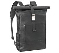 STILORD Harriet Mochila Roll Top de Cuero para Bicicleta y Bandolera Portátil 15,6-17 Pulgadas Grande Daypack de Viaje de Piel Genuina Color:Negro