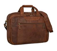 STILORD "Henrik Maletín Portátil Hombre Piel 17 Pulgadas Bolso Trabajo y Negocios Vintage Bandolera Hombre Piel Portadocumentos Extensible con Trolley Color:cognac-marrón