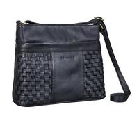 STILORD 'Ida' Tejido Señoras Bolso Cuero Vintage Bandolera para Mujeres Tejido Bandolera para Ocio Going Out Ciudad Fiesta Cuero Genuino, Color:negro