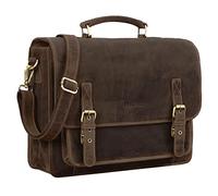 STILORD 'James' Maletín de Cuero Vintage para Hombre y Mujer Bolso de Negocios o Profesor Bolsa Bandolera o Mensajero para portátil de 14' y auténtica Piel, Color:marrón - Medio