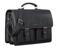 STILORD "Jeffrey Maletín de Cuero Auténtico - Bolso Portadocumentos Vintage Grande Hombre & Mujer - Bolsa Portátil 15,6” - Bolsa Bandolera Piel Fijación para Trolley Color:princeton - negro