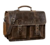 STILORD "Jeffrey Maletín de Cuero Auténtico - Bolso Portadocumentos Vintage Grande Hombre & Mujer - Bolsa Portátil 15,6” - Bolsa Bandolera Piel Fijación para Trolley Color:missouri - marrón