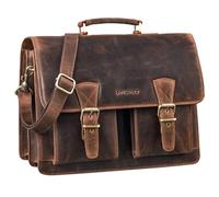 STILORD "Jeffrey Maletín de Cuero Auténtico - Bolso Portadocumentos Vintage Grande Hombre & Mujer - Bolsa Portátil 15,6” - Bolsa Bandolera Piel Fijación para Trolley Color:soria - marrón
