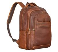 STILORD 'Keno' Mochila de Cuero para Portátil 15,6" - Bolsa para Negocios y Oficina, Color Cognac-Marrón