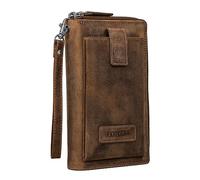 STILORD 'Kieran' Cartera de Viaje de Cuero Billetero con Compartimento para el Teléfono Móvil Bolso de Muñeca XL Billetera RFID Bloqueador Genuino Vintage, Color:Bergamo - marrón